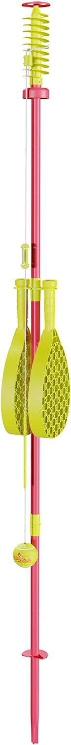 Swingball Classic Original | Red and Yellow | Outdoor Activities | Traditional Pole in the Ground Set | Real Tennis Ball and 2 Championship Bats