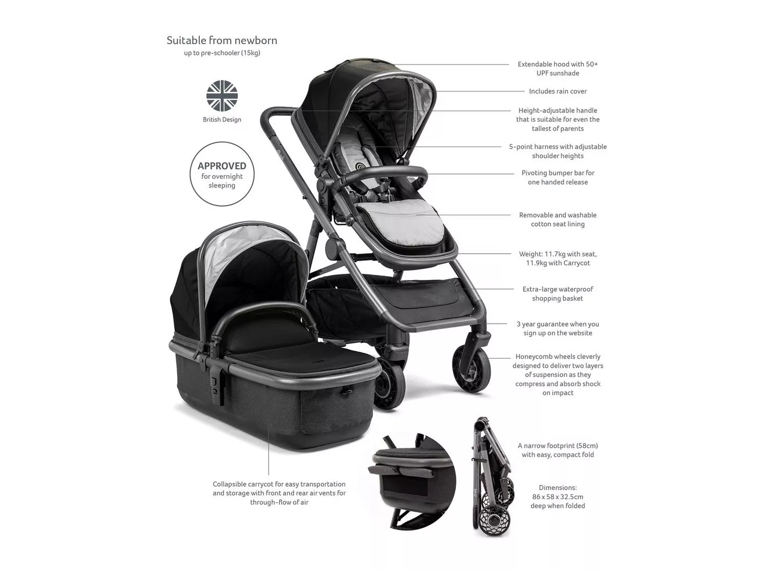 ** CHRISTMAS OFFERS ** Ark 3-in-1 Travel System Black
