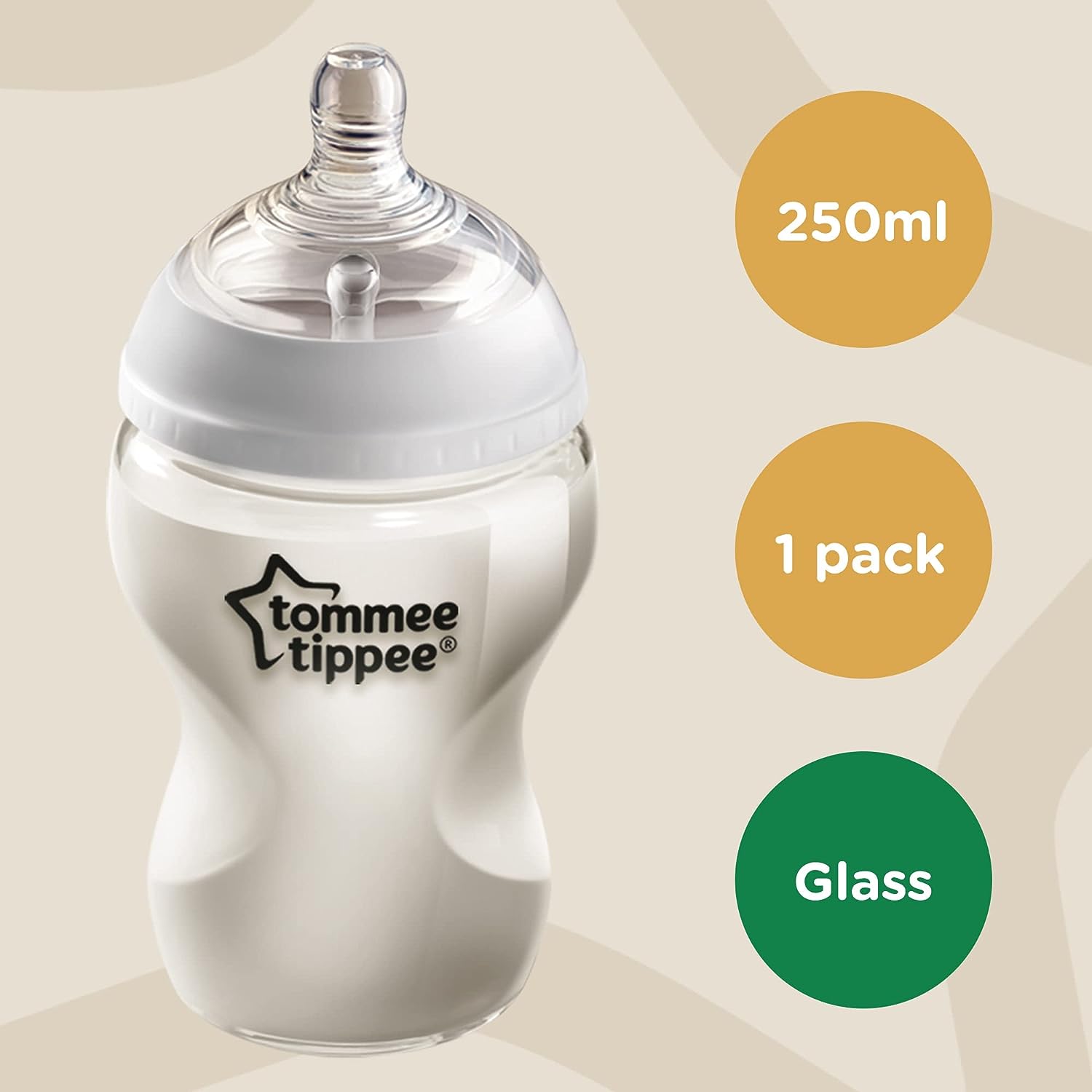 Tommee Tippee Closer To Nature Glass Bottle 250ml