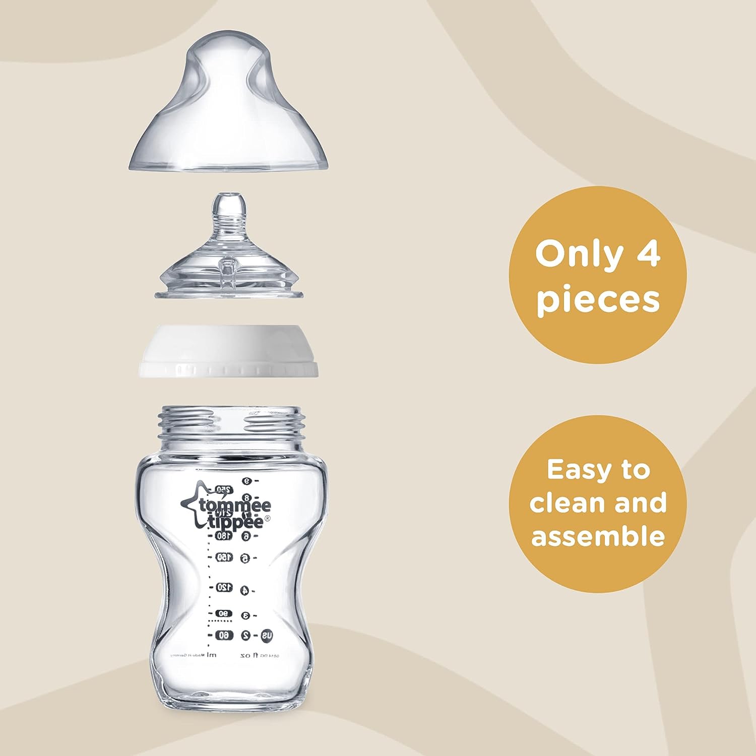 Tommee Tippee Closer To Nature Glass Bottle 250ml