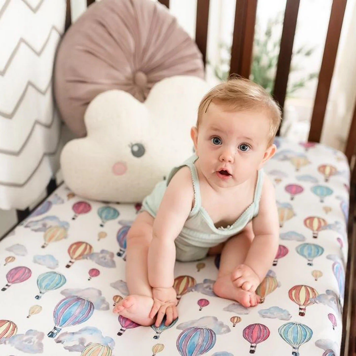 The Gilded Bird Fitted Balloon Cot Bed Sheet Balloon Festival