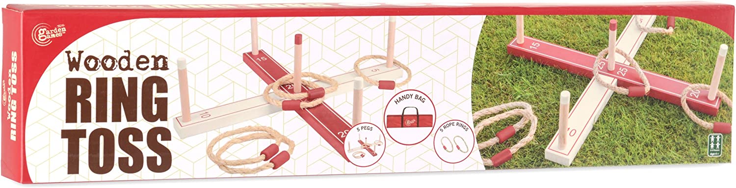 Toyrific Garden Games TY5964 Garden Games Ring Toss Wooden Set, Multi-Coloured