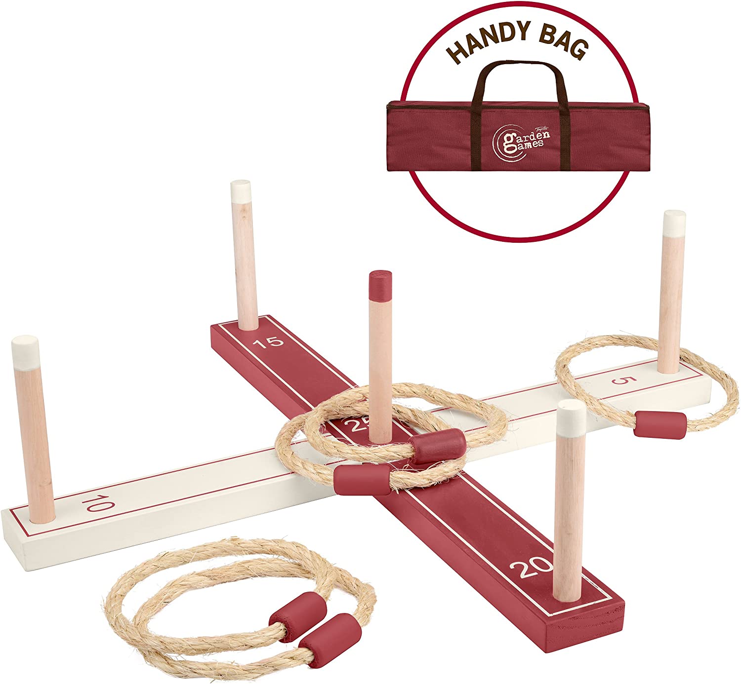 Toyrific Garden Games TY5964 Garden Games Ring Toss Wooden Set, Multi-Coloured