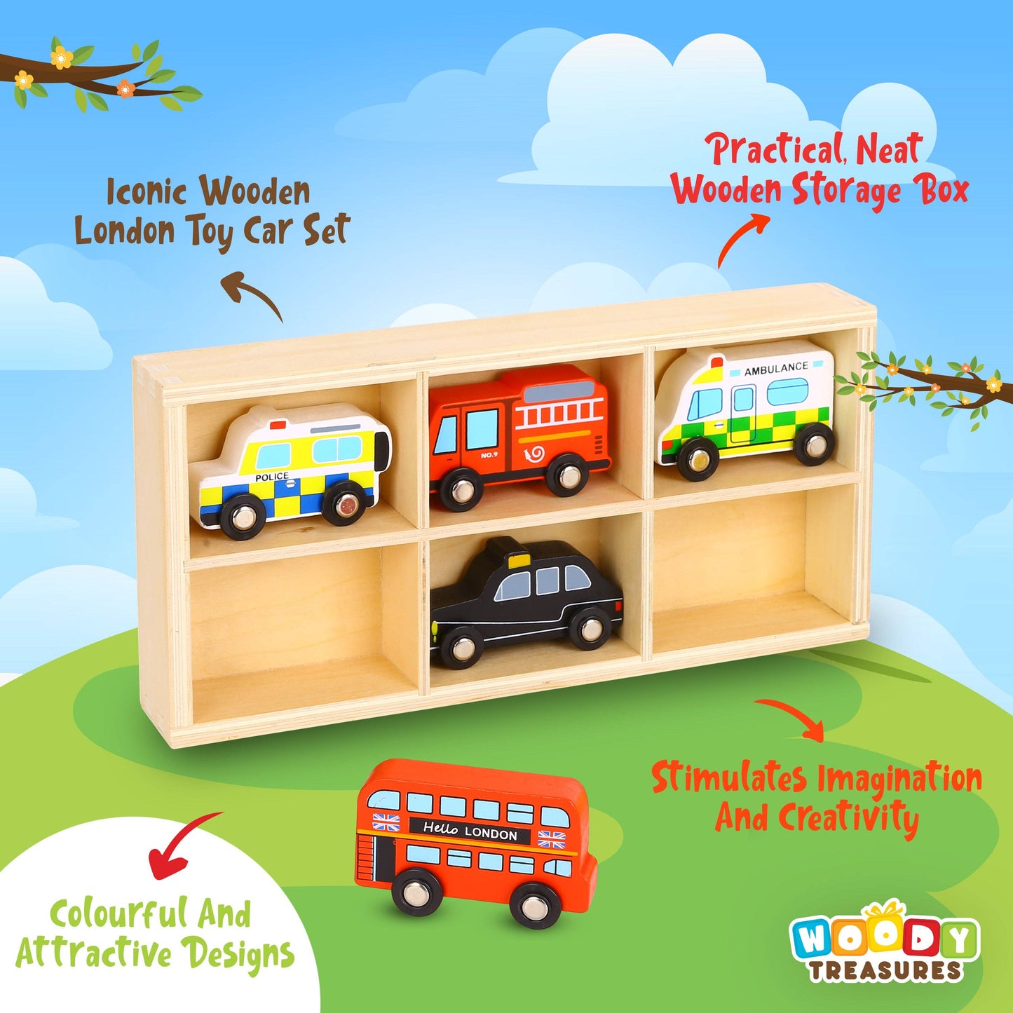 Wooden Toy Car Set - Great Gift