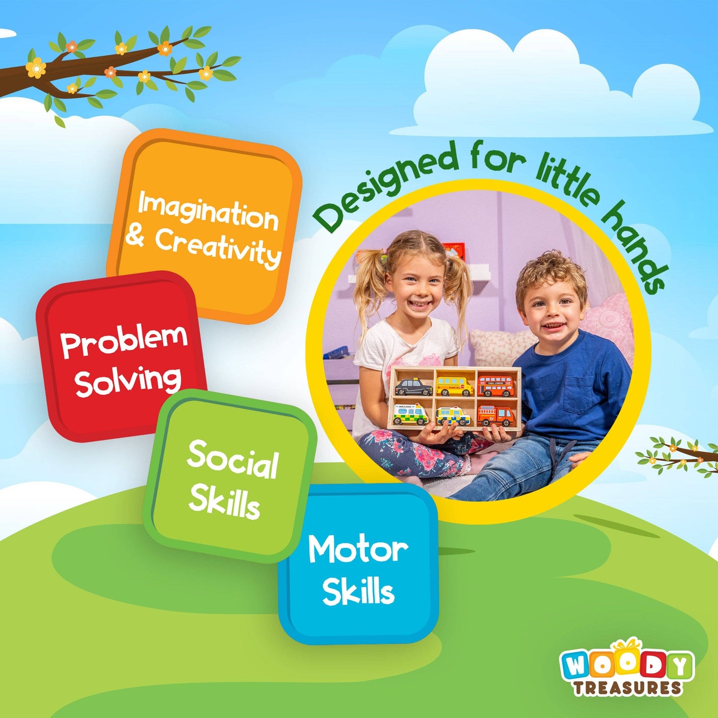 Wooden Toy Car Set - Great Gift