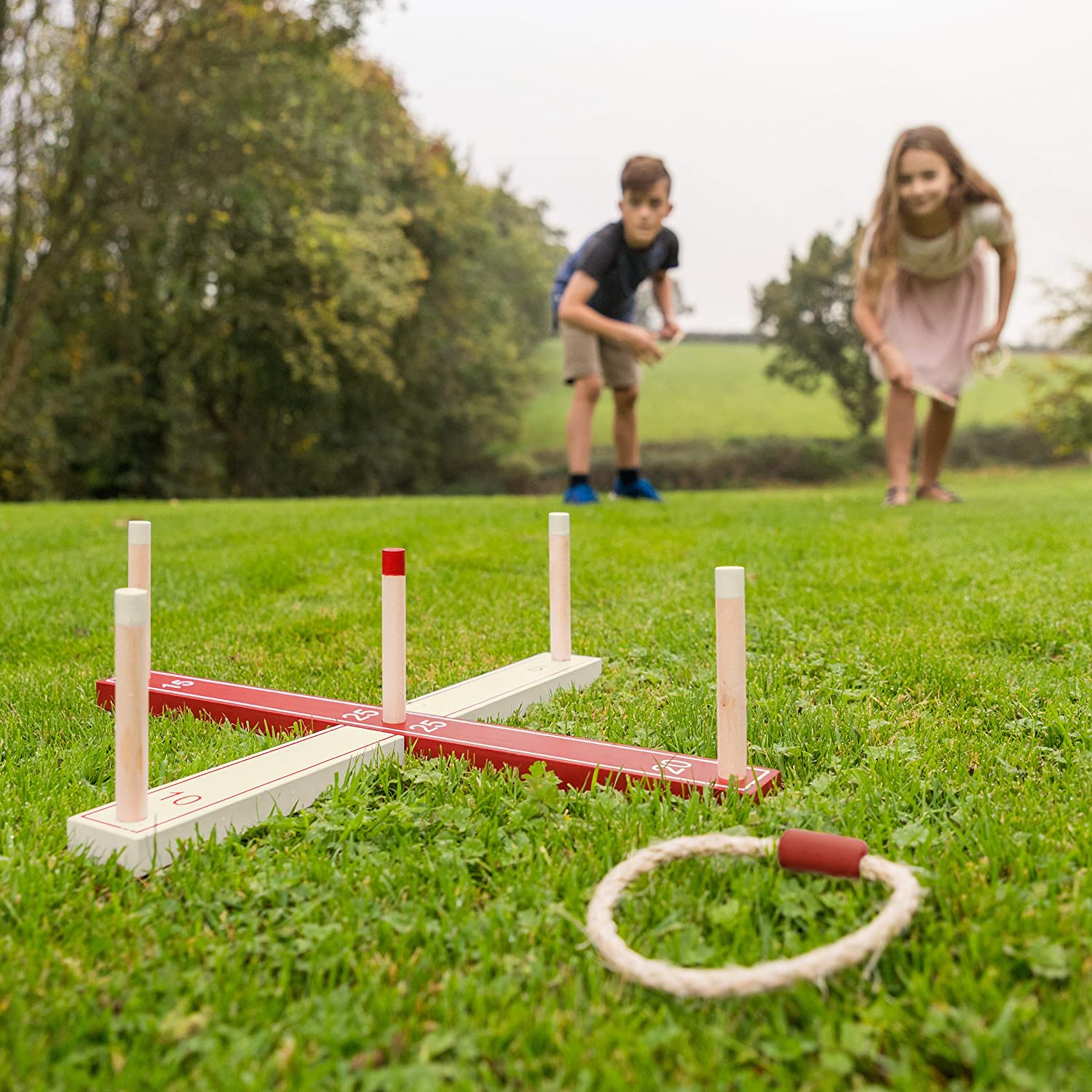 Toyrific Garden Games TY5964 Garden Games Ring Toss Wooden Set, Multi-Coloured
