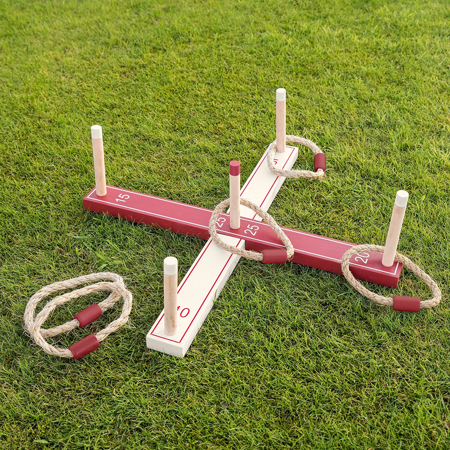 Toyrific Garden Games TY5964 Garden Games Ring Toss Wooden Set, Multi-Coloured