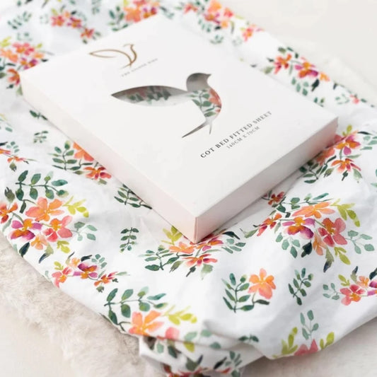 The Gilded Bird Fitted Cot Bed Sheet Pretty Stems