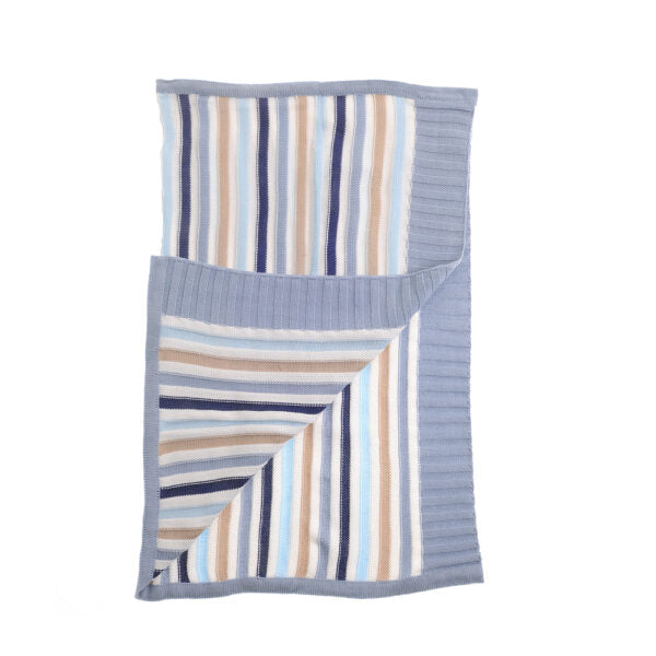 Ziggle Blue & Beige Stripes Blanket