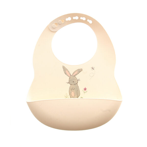 Ziggle Catch It Silicone Bib Bunnies Cream