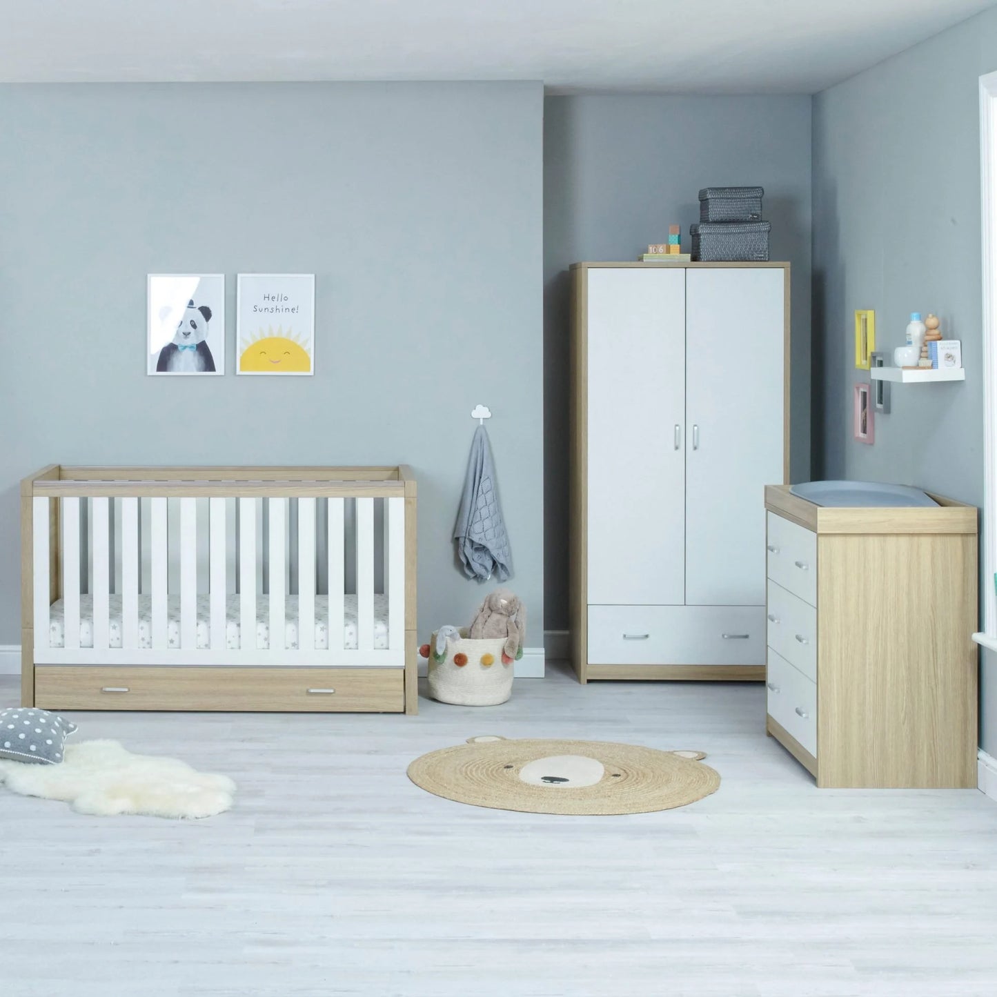 Luno 3pc with Drawer- Oak White