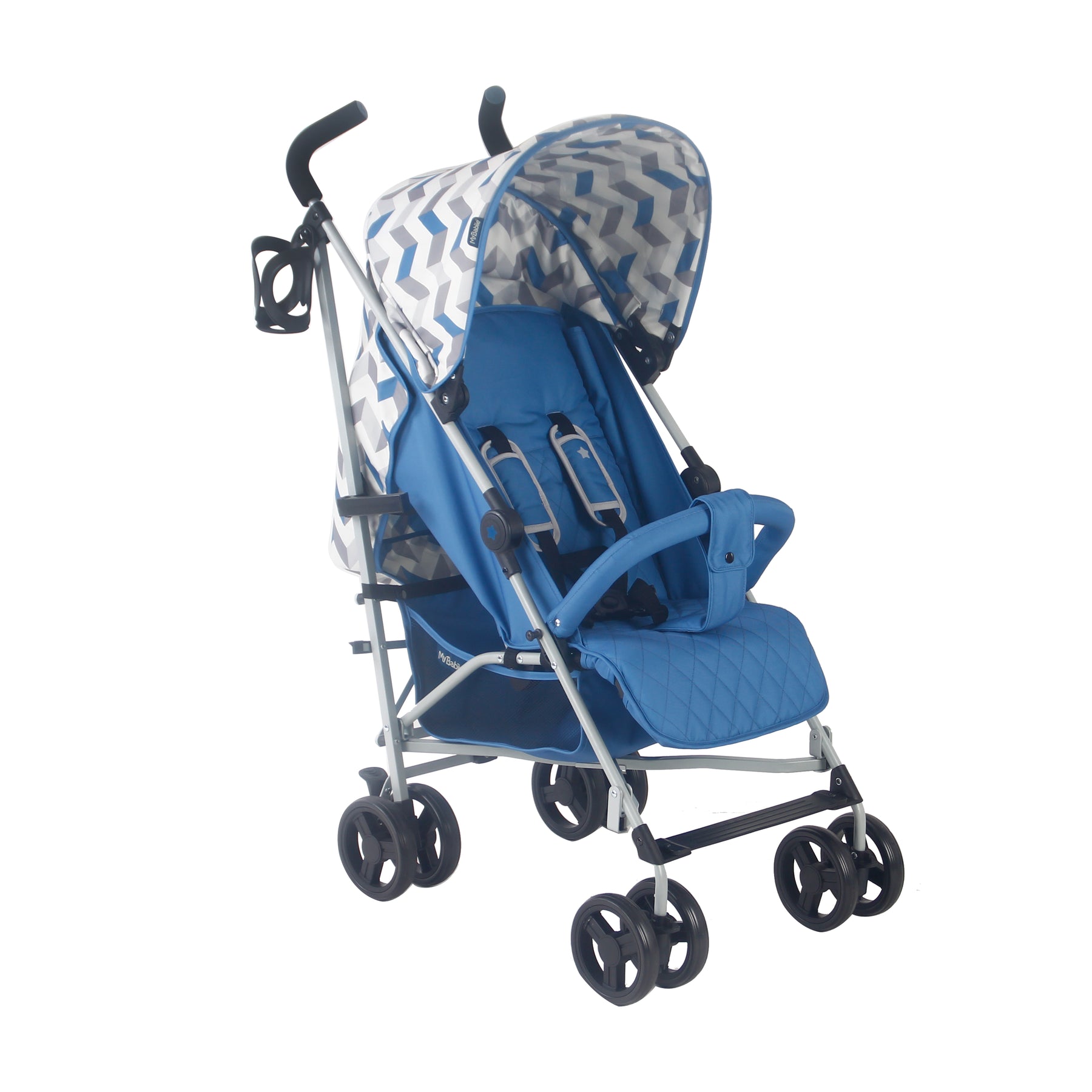 My Babiie MB02 Blue and Grey Chevron Lightweight Stroller