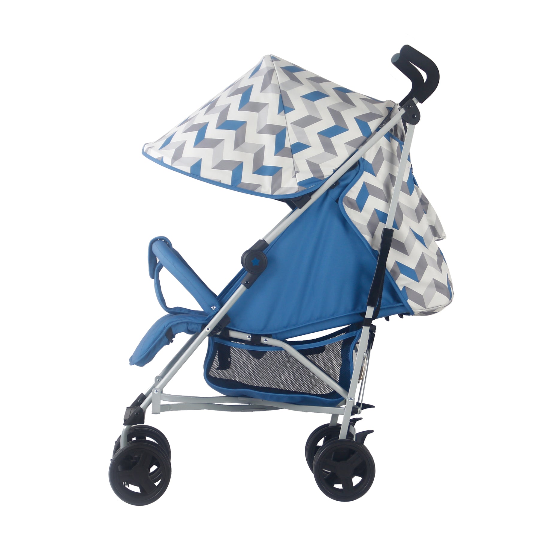 My Babiie MB02 Blue and Grey Chevron Lightweight Stroller