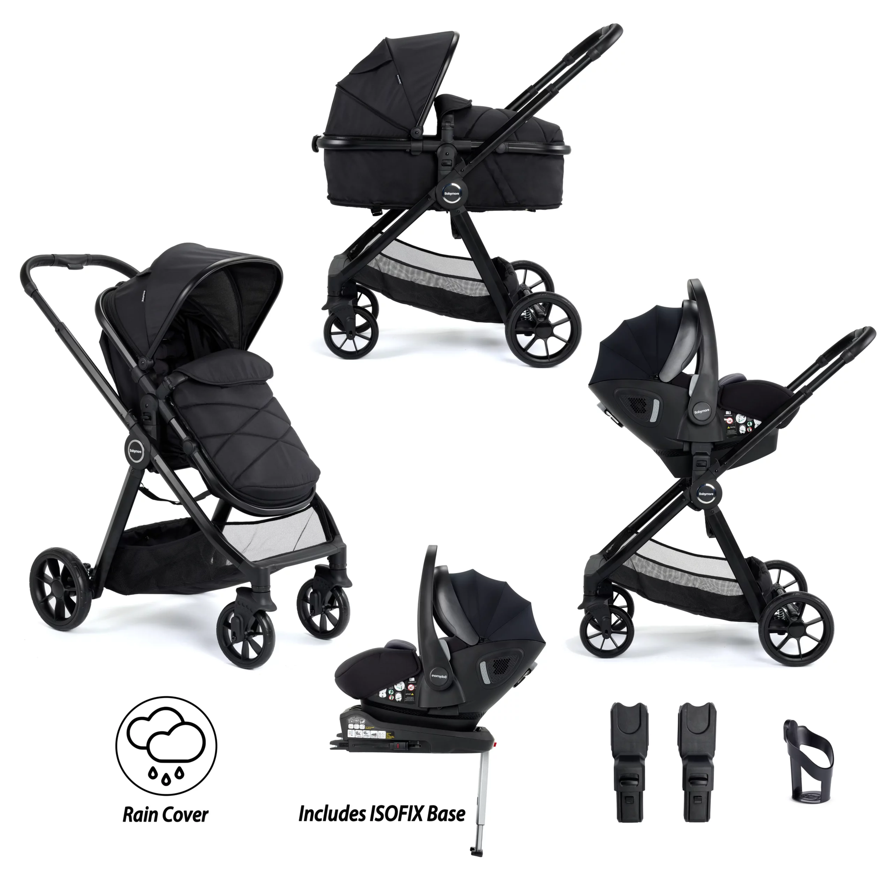 Mimi Travel System Pecan i-Size Car Seat with ISOFIX - Black