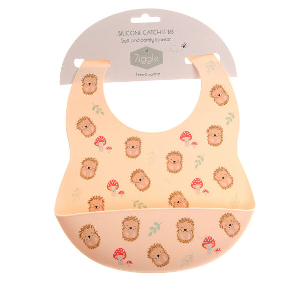 Ziggle Catch It Silicone Bib Hedgehog
