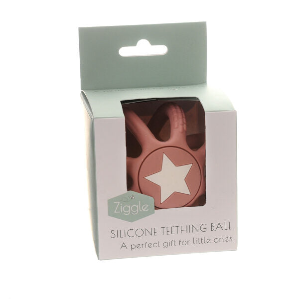 Ziggle Silicone Teether Ball Pink