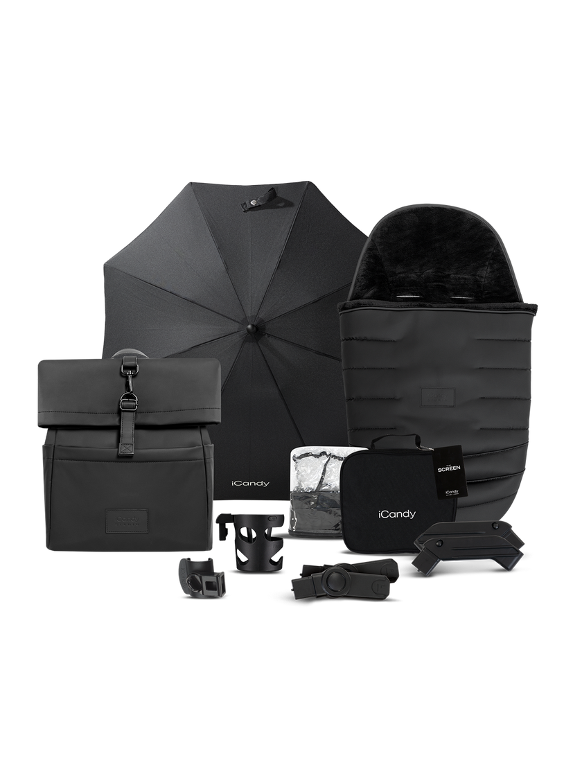 icandy Peach 7 STUDIO Pushchair and Carrycot - Complete Bundle Matt Black