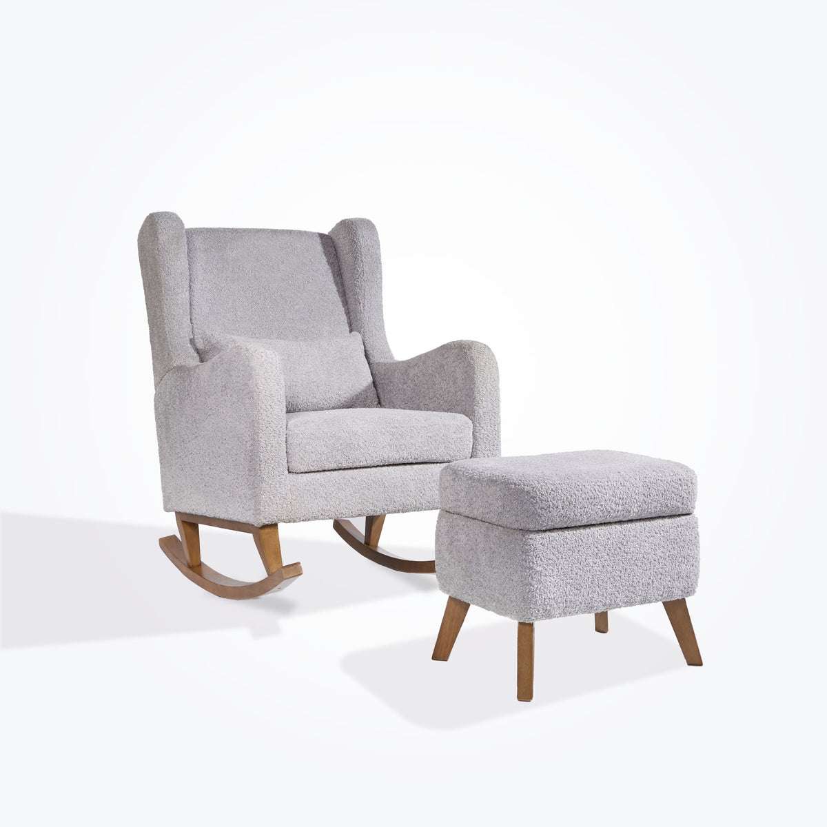 Tutti Bambini Harper Wingback Rocking Chair & Footstool - Cloud Grey