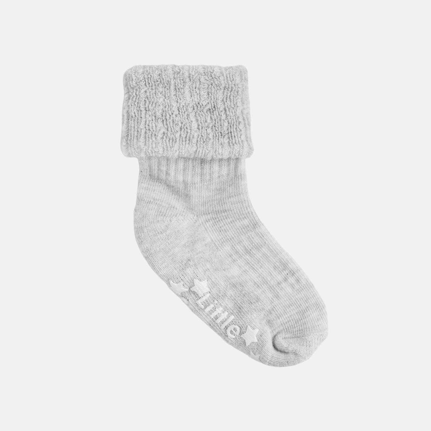 Cosy Stay On Winter Warm Non Slip Baby Socks in Cloud Grey 0-6 months