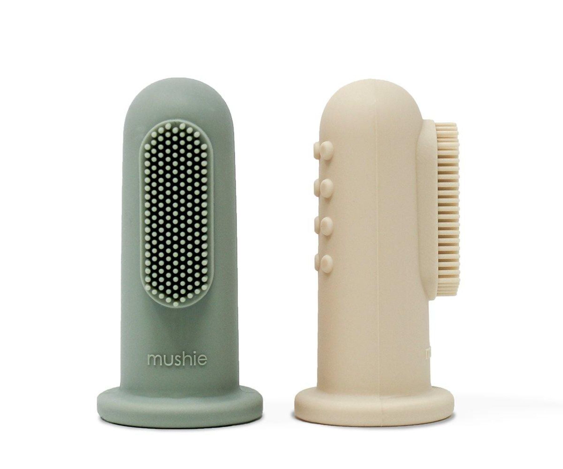Mushie Finger Toothbrush Shifting Sand,Cambridge Blue