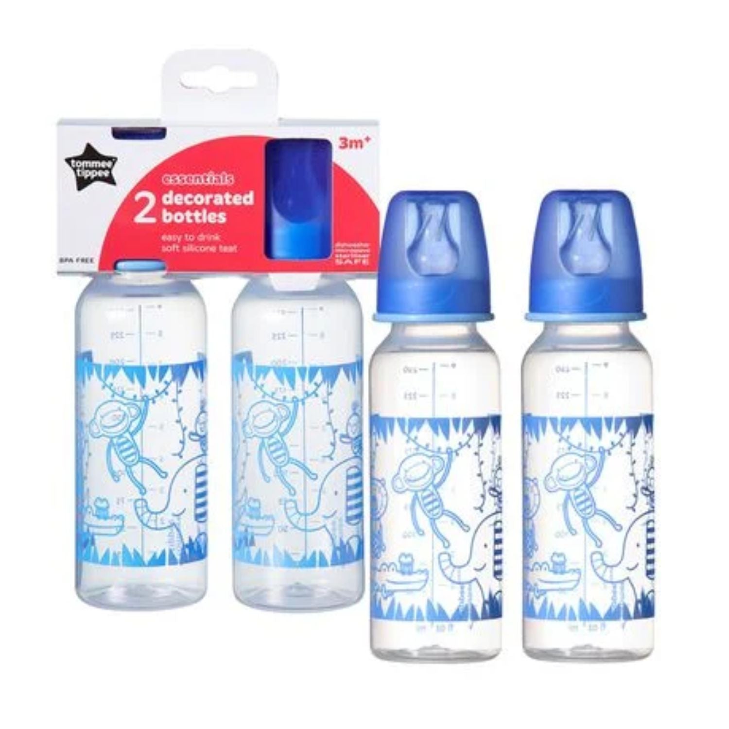 Tommee Tippee - Essentials - 250ml Bottle - 2 Pack Blue or Pink
