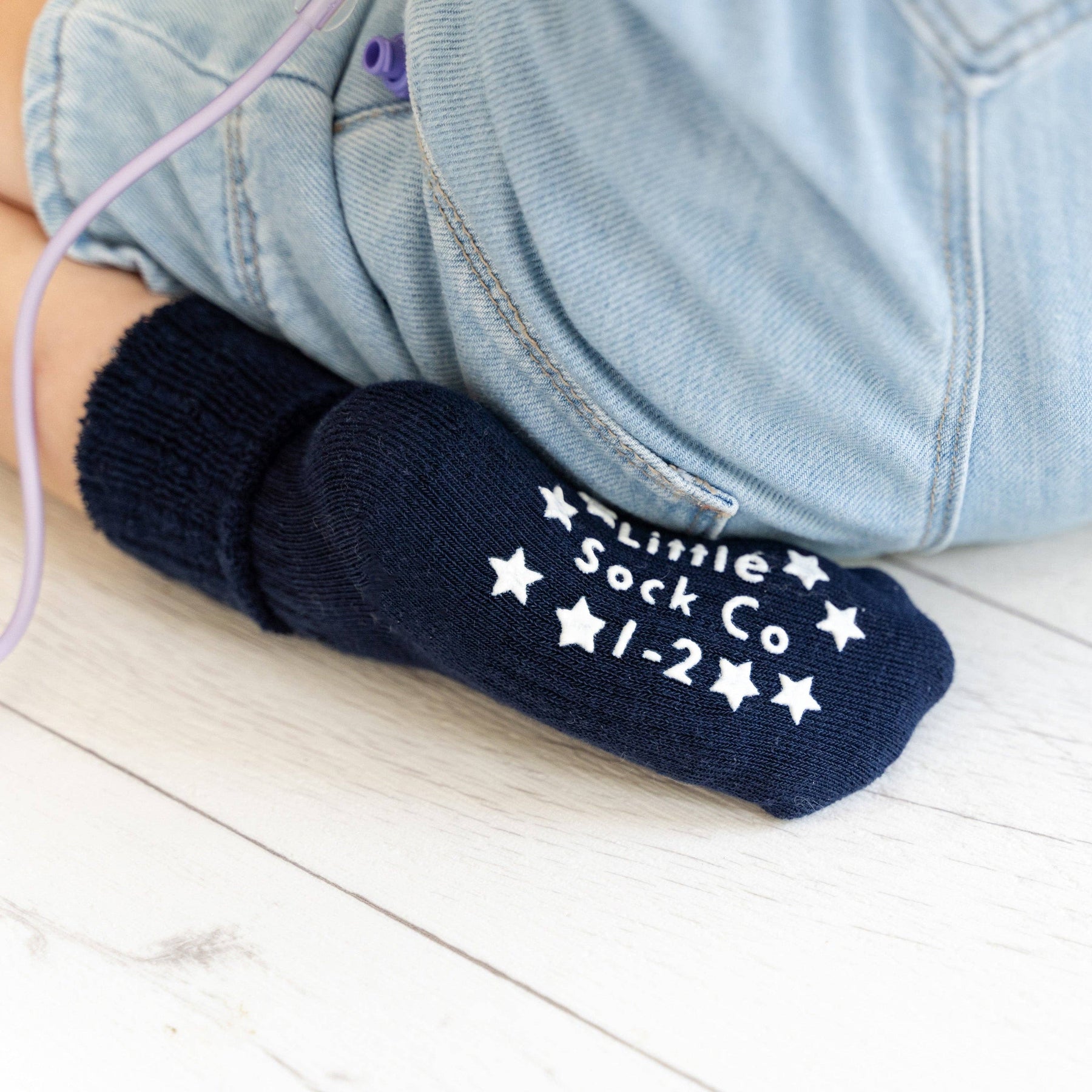 Cosy Stay-On Non-Slip Baby Socks in Navy: 1-2 years