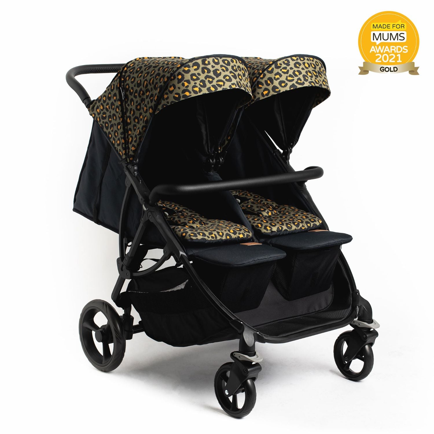 Roma Gemini Double Prams - Khaki Leopard