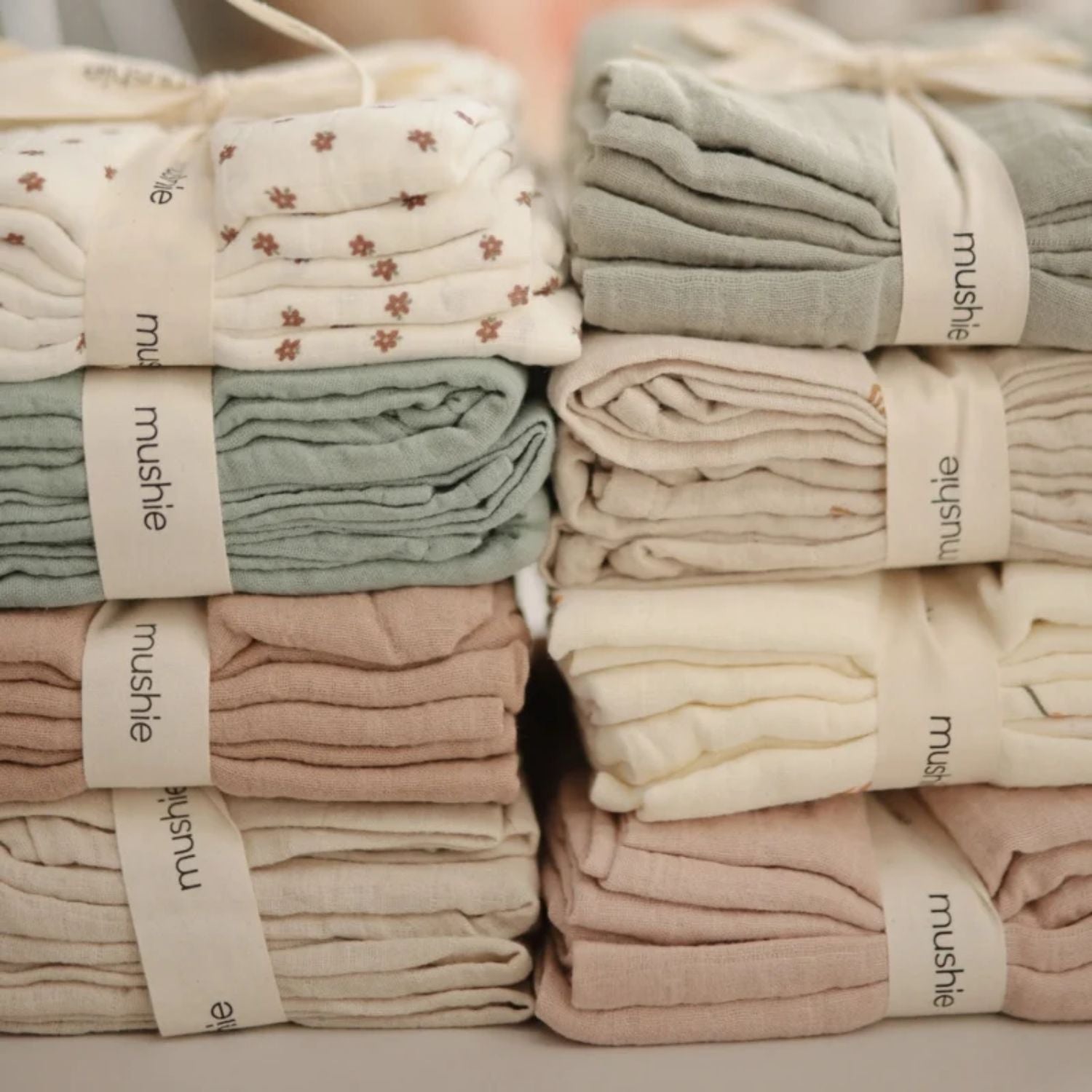 Mushie Muslin Cloth 3-pack Fog