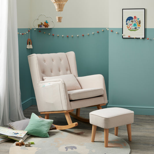 Lux Nursing Chair with Stool - Cream