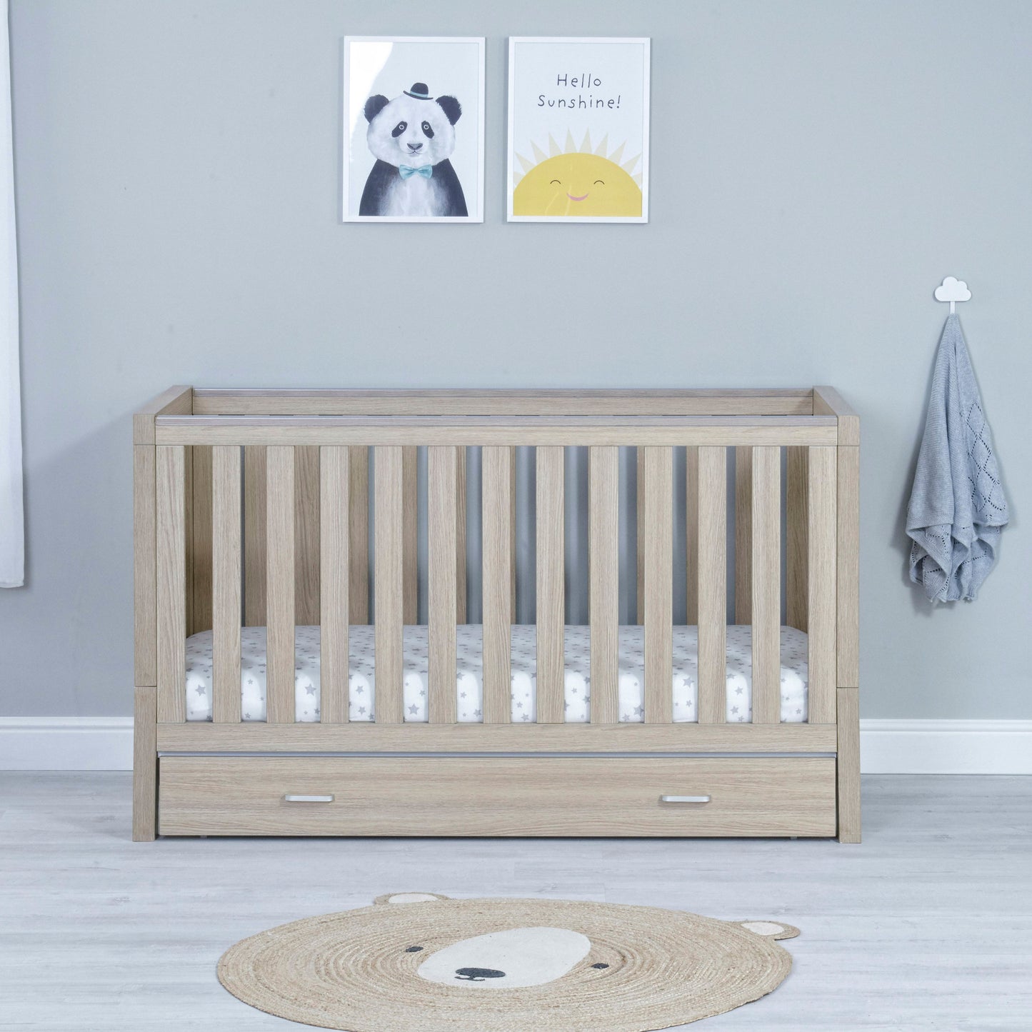 Luno Cot Bed With Drawer - Oak