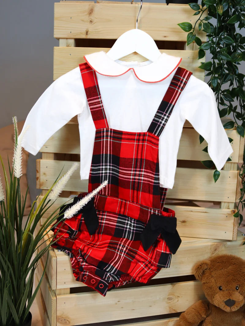 Two Piece Tartan Romper Set