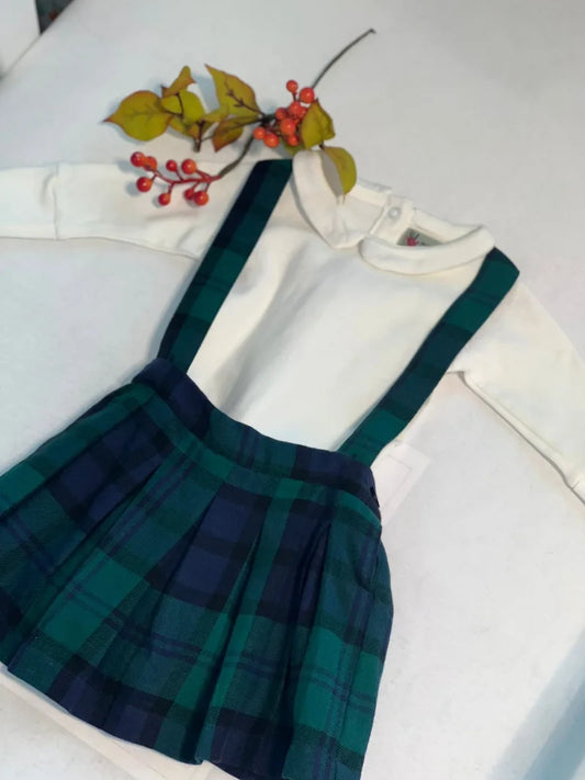 Tartan Pleated Skirt With Detached Straps