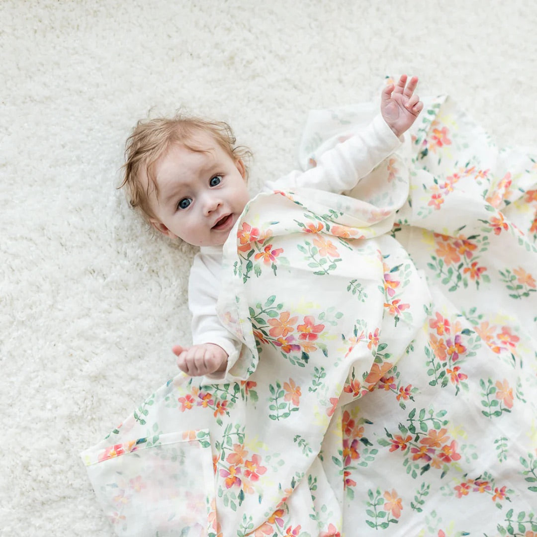 The Gilded Bird X-Large Muslin Swaddle - Pretty Stems
