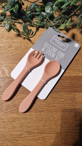Precious Little One Silicone Spoon And Fork Set