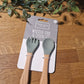 Precious Little One Wooden Silicone Fork & Spoon