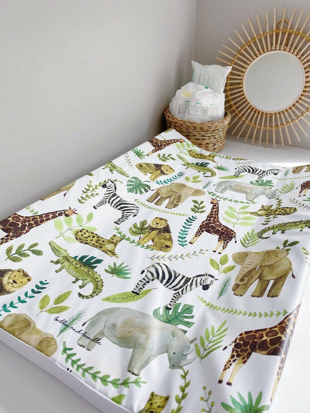 Safari Animals Wedge Baby Changing Mat | Handmade UK
