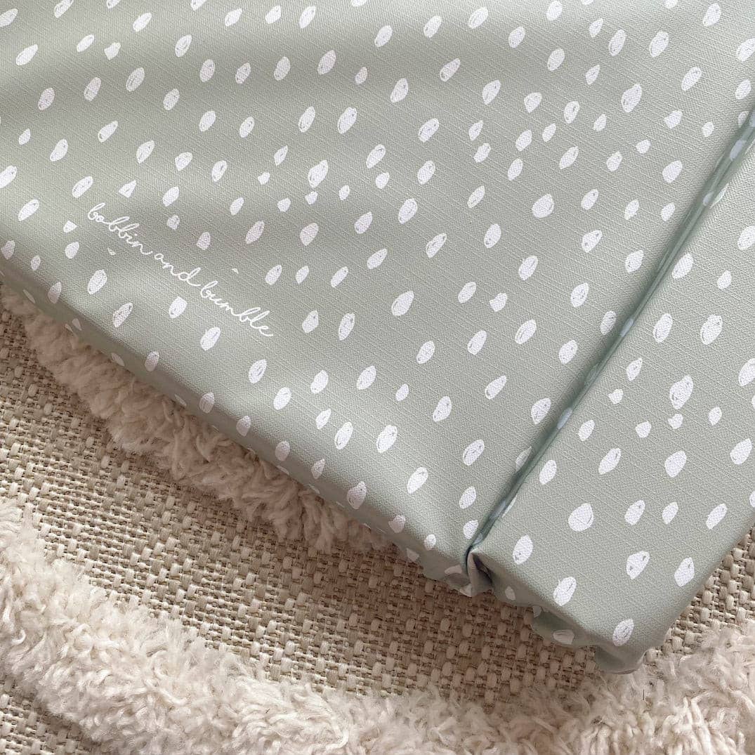 Baby Changing Mat | Sage Green Spots Print | Handmade UK