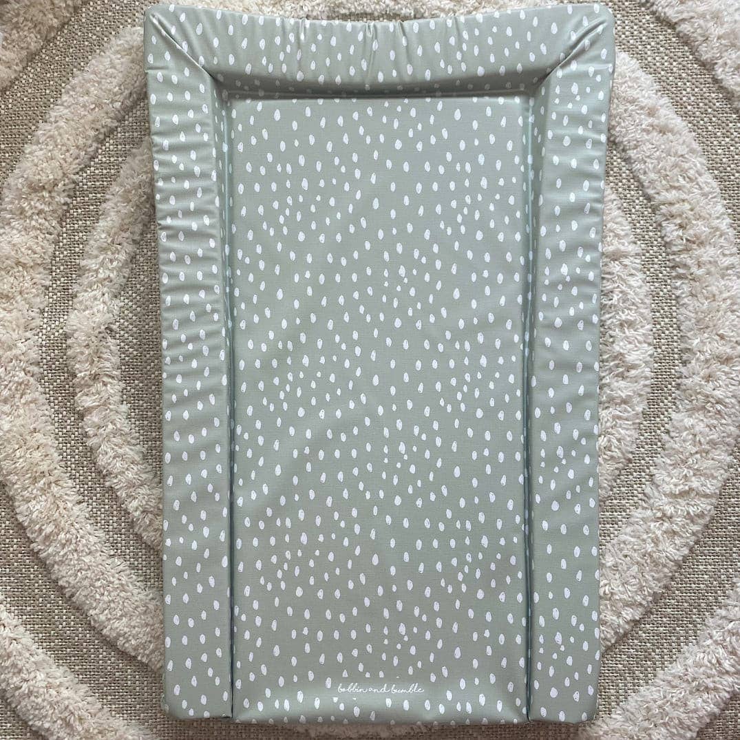 Baby Changing Mat | Sage Green Spots Print | Handmade UK