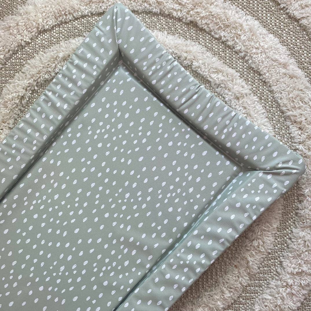 Baby Changing Mat | Sage Green Spots Print | Handmade UK