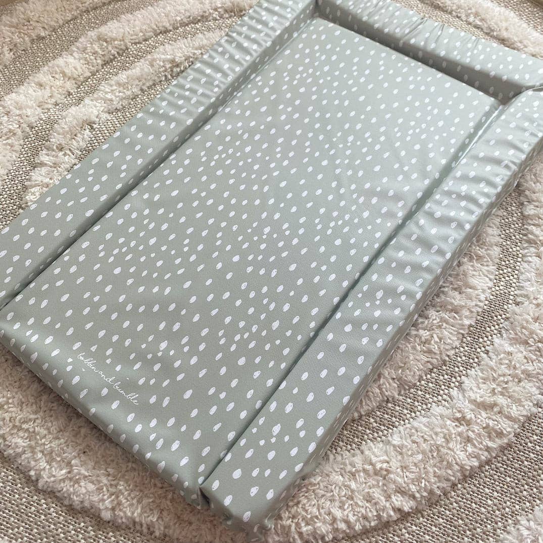 Baby Changing Mat | Sage Green Spots Print | Handmade UK