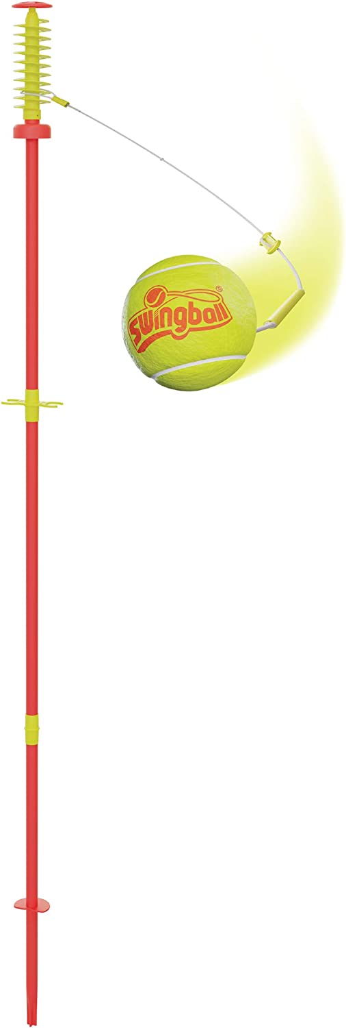 Swingball Classic Original | Red and Yellow | Outdoor Activities | Traditional Pole in the Ground Set | Real Tennis Ball and 2 Championship Bats