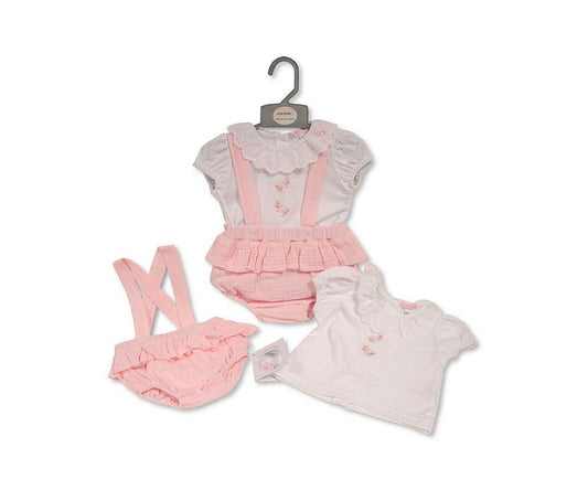 Baby Girls 2 pcs Set with Embroidery - Flowers