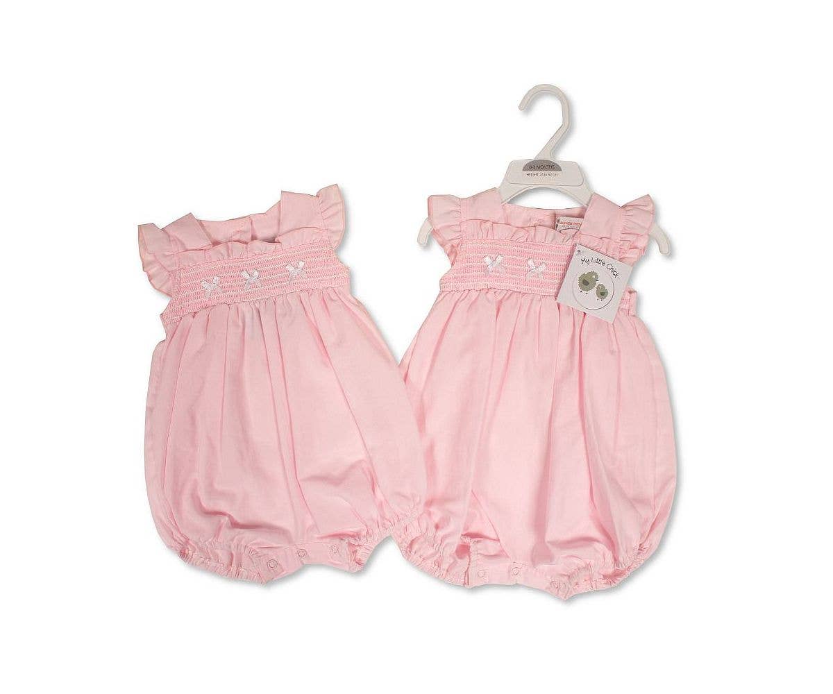 Baby Girls Romper with Smocking and Bows