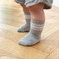 Sporty Non-Slip Stay-on Organic Quarter Crew Socks - Grey Single: 6-12 months
