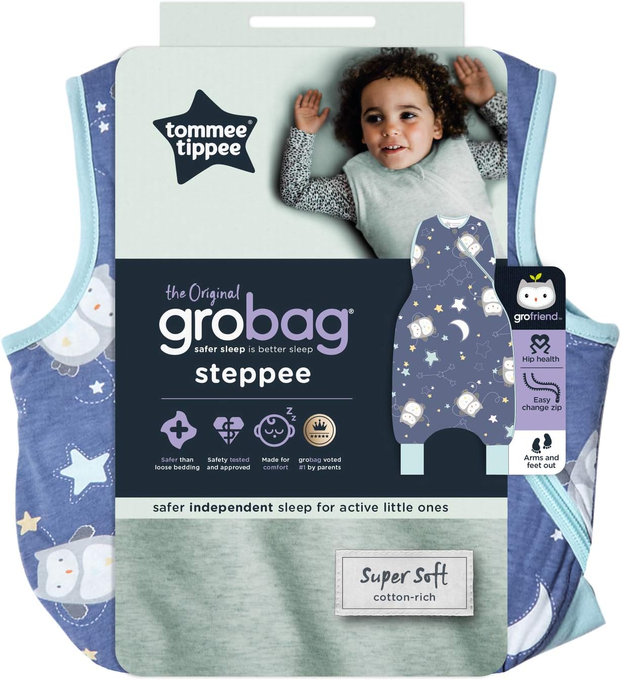Tommee Tippee Baby Sleeping Bag with Legs, The Original Grobag Steppee, Baby Romper Suit, Soft Cotton-Rich Fabric, 6-18m, 1.0 Tog, Ollie Dreams