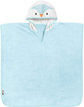 Tommee Tippee Splashtime Hooded Poncho Towel, Highly Absorbent and Super Soft Microfibre Material, Hypoallergenic, 2-4 Years, Percy the Penguin Grofriend, Blue