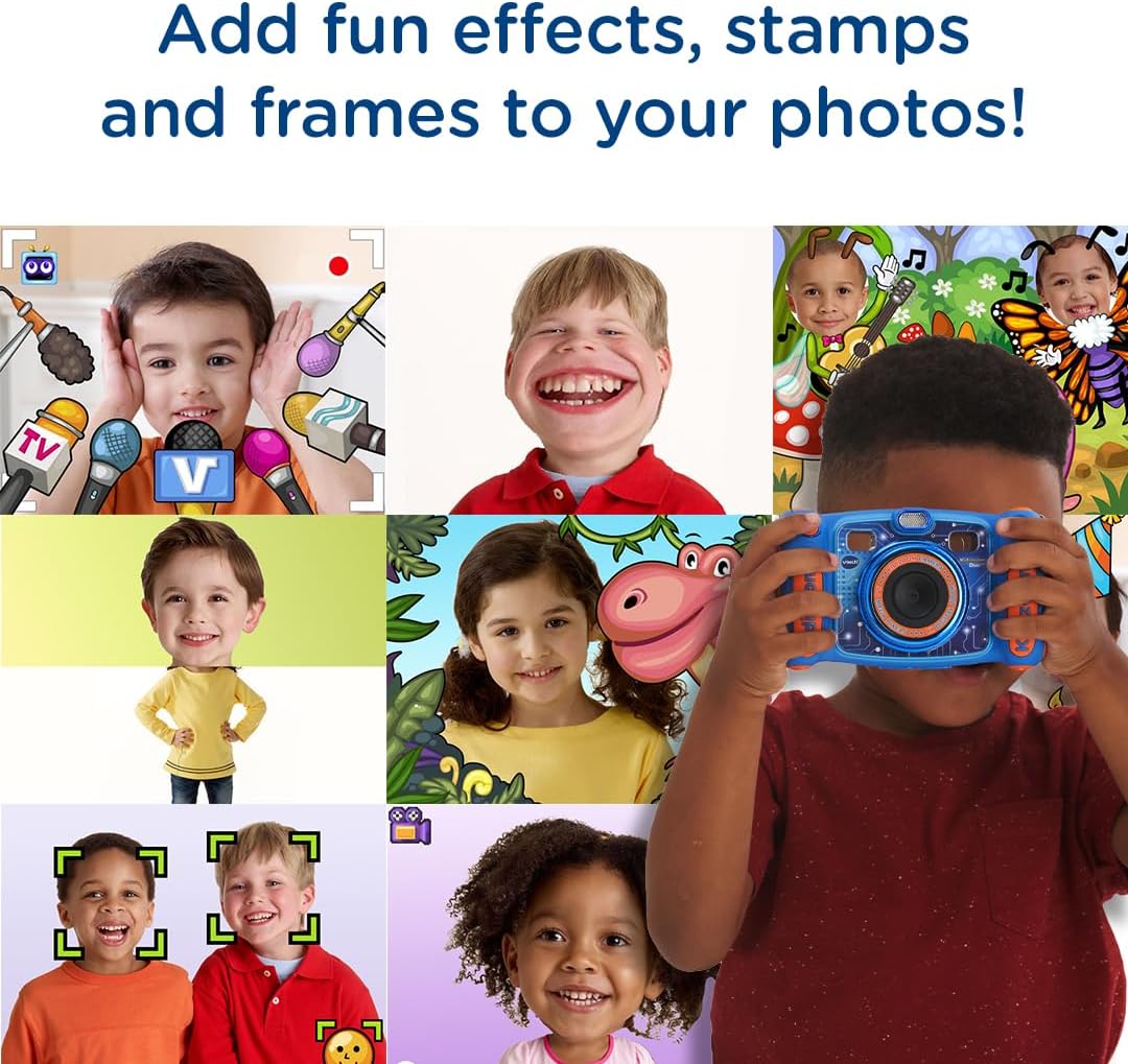 VTech Kidizoom Duo Camera 5.0, Kids 5MP Camera with Colour Display, For Photos, Selfies & Videos, 4X Digital Zoom, Games, Photo Editing & Effects, for Infants aged 3, 4, 5, 6, 7 + years, Blue