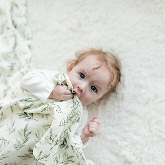 The Gilded Bird X-Large Muslin Swaddle- Linen Leaves
