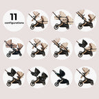 My Babiie MB33 Tandem Pushchair with 2 Infant Carriers - Giraffe