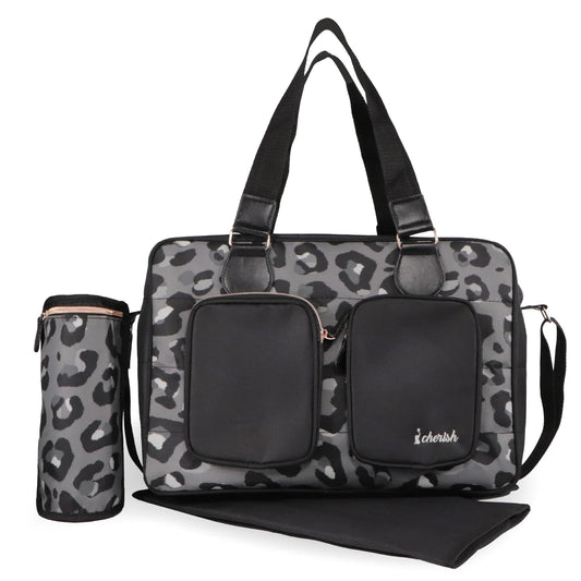 My Babiie Dani Dyer Black Leopard Deluxe Baby Changing Bag